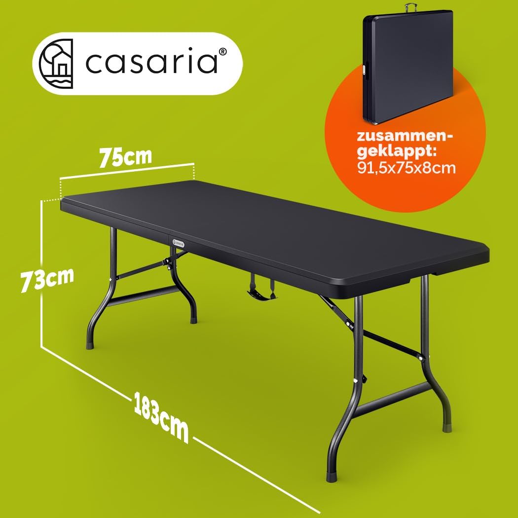 CASARIA Ensemble Table Pliante et 2 bancs 180 cm Table de Jardin 8 Personnes Camping terrasse Pique-Nique