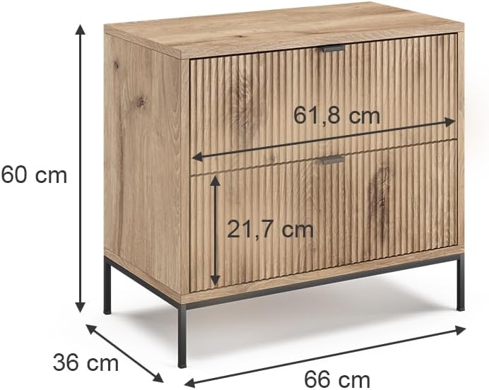 Vicco Table de Chevet Eliza, Chêne Viking, Lot de 2