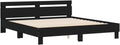 vidaXL Cadre de Lit avec Tête de Lit, Lit Double avec Sommier à Lattes, Lit Adulte, Meuble de Chambre, Moderne, Noir 180x200 cm Bois d'Ingénierie