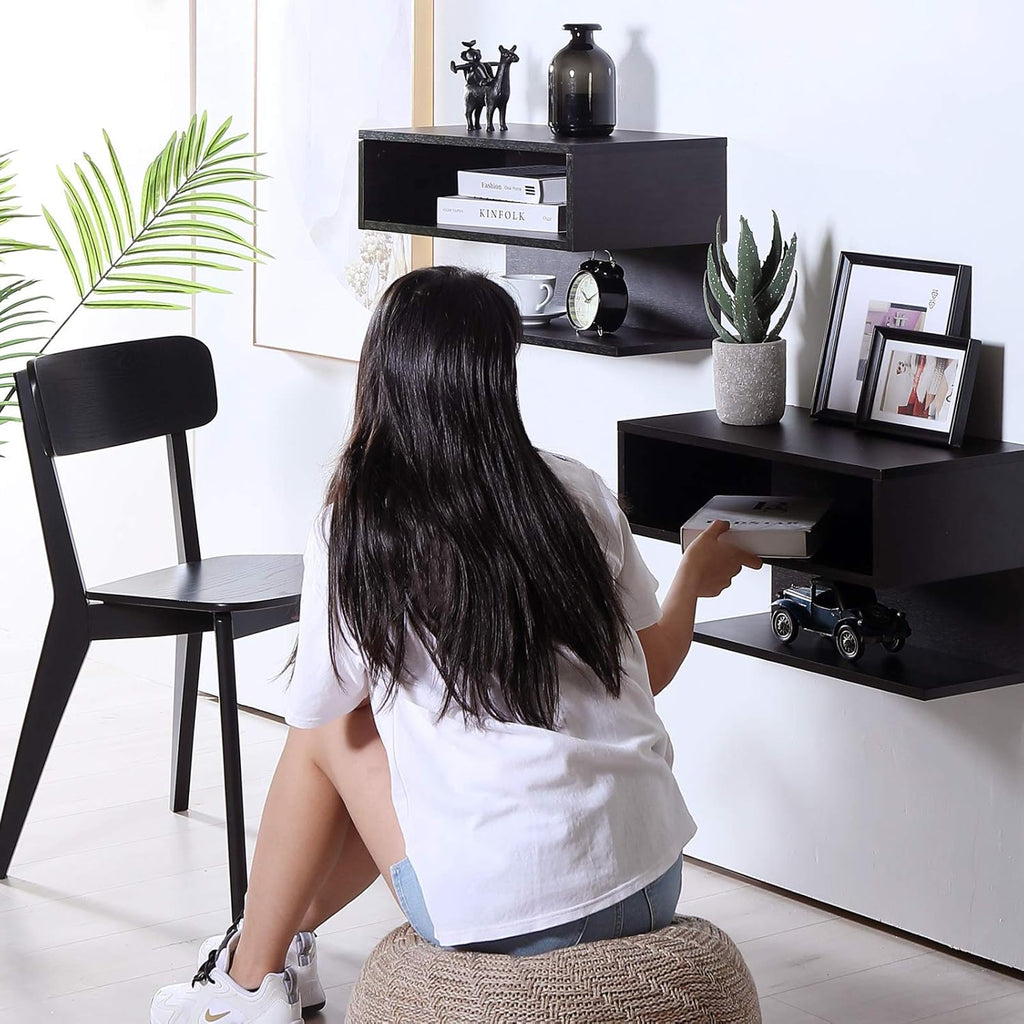 WELLAND Table de nuit flottante murale 61 cm avec tiroir, Tables de chevet pour adulte, pour salon, chambre à coucher
