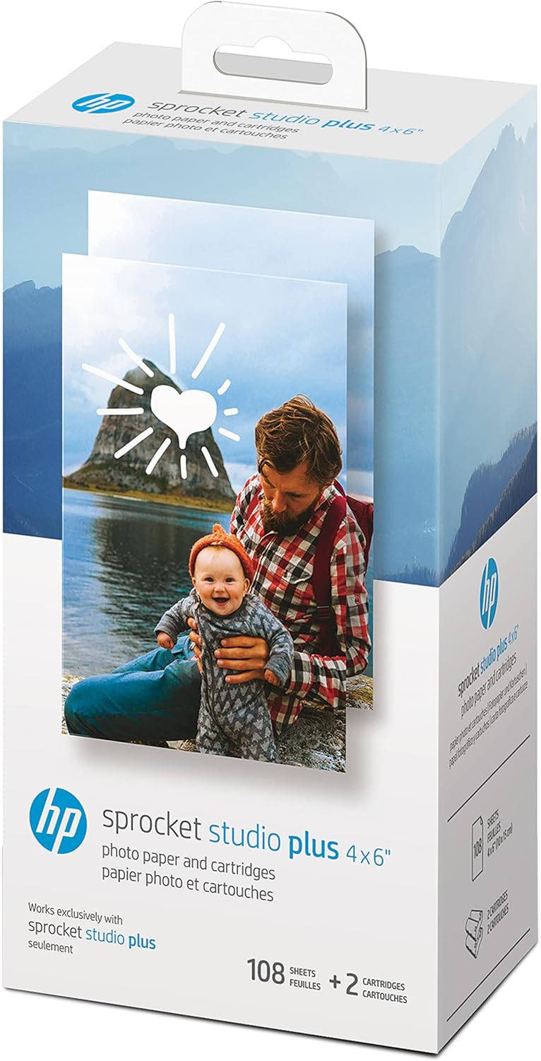Sprocket Studio Plus 4x6 Imprimante Instantanée – Pack 118 Feuilles & Cartouche – Wi-FI