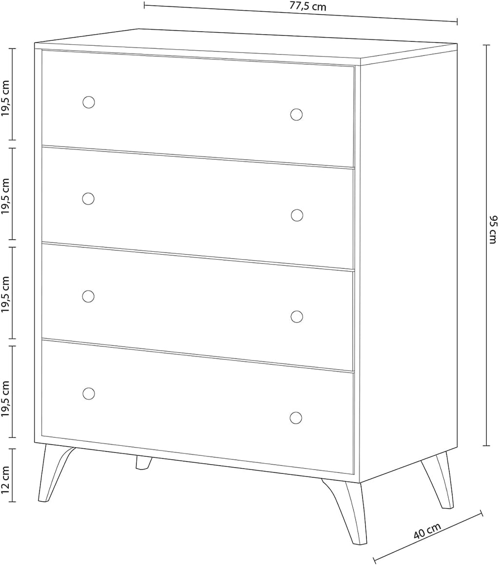 Mondo Viro Ensemble de meubles de chambre Sweet Commode et table de chevet en aggloméré blanc (Table de chevet et commode)