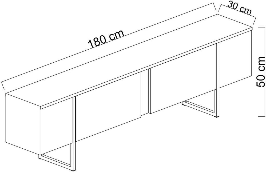 Dmora - Meuble TV Centaurus, Buffet de Salon, Armoire Basse pour TV, Base Murale de Rangement, 180x30h50 cm, Noyer et Or