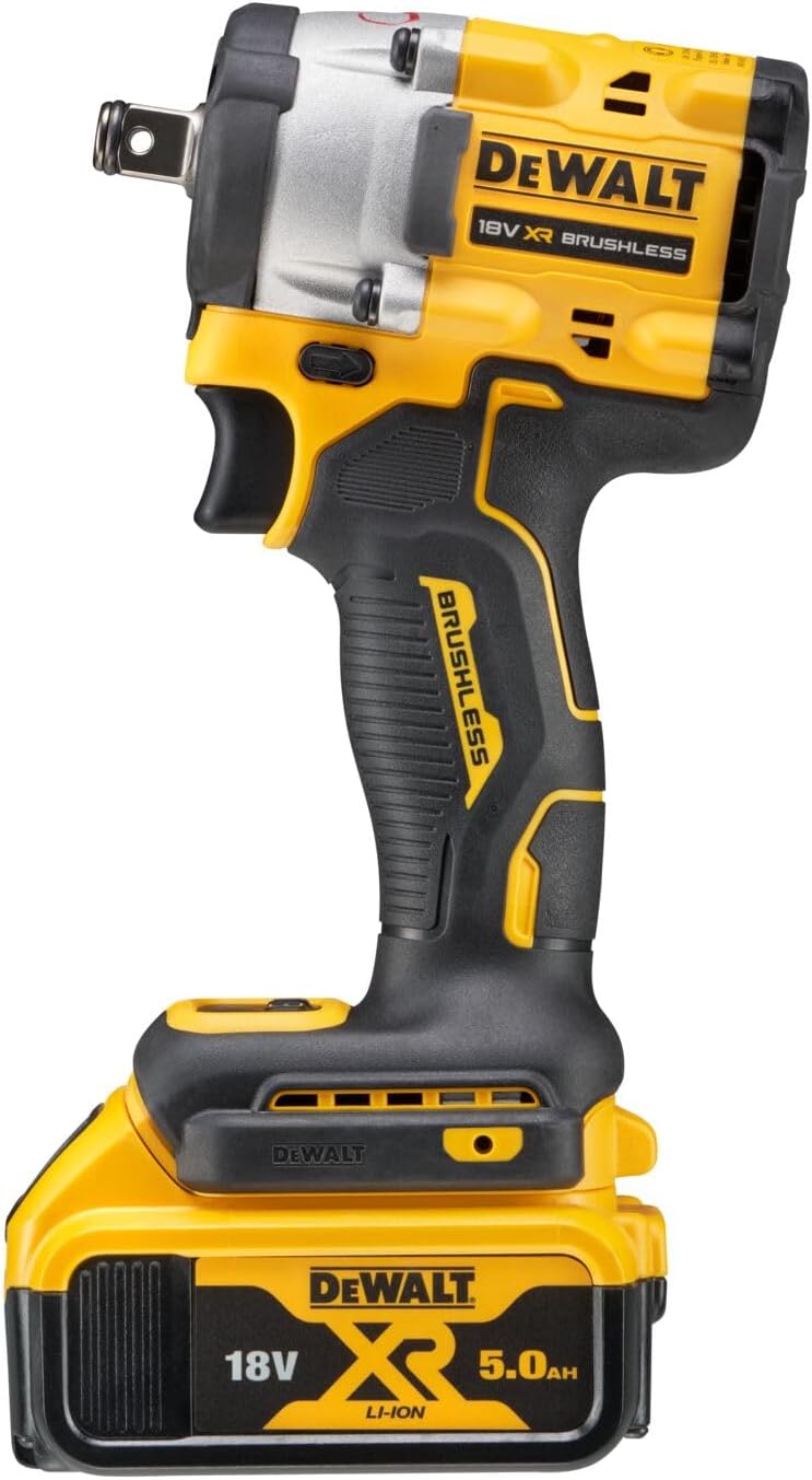 Clé Impact sans balais XR 18 V 1/2" 406 Nm avec anneau de rétention avec 2 batteries Li-Ion 5 Ah et mallette TSTAK, DCF921P2T-QW, Multicolore