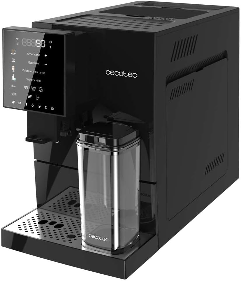 Cecotec Cafetière Superautomatique Cremmaet Compactccino. 1350 W, Thermoblock, Pompe à Pression de 19 bars, Système Plug&Play, Réservoir de Café avec Moulin Intégré, Nettoyage Automatique
