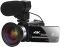 Caméscope Professionnel 4K caméra vidéo numérique for Le Streaming Vlog enregistreur 18X stabilisateur de Webcam en accéléré Cadeau pour débutants(64G SD Card,NA-U600-LT)