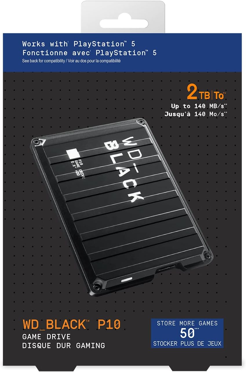 WD_BLACK P10 4 To Disque dur Externe Portable, Robuste et haute performance, Fonctionne avec PC et Console, Stocker jusqu'à 150 jeux, Noir