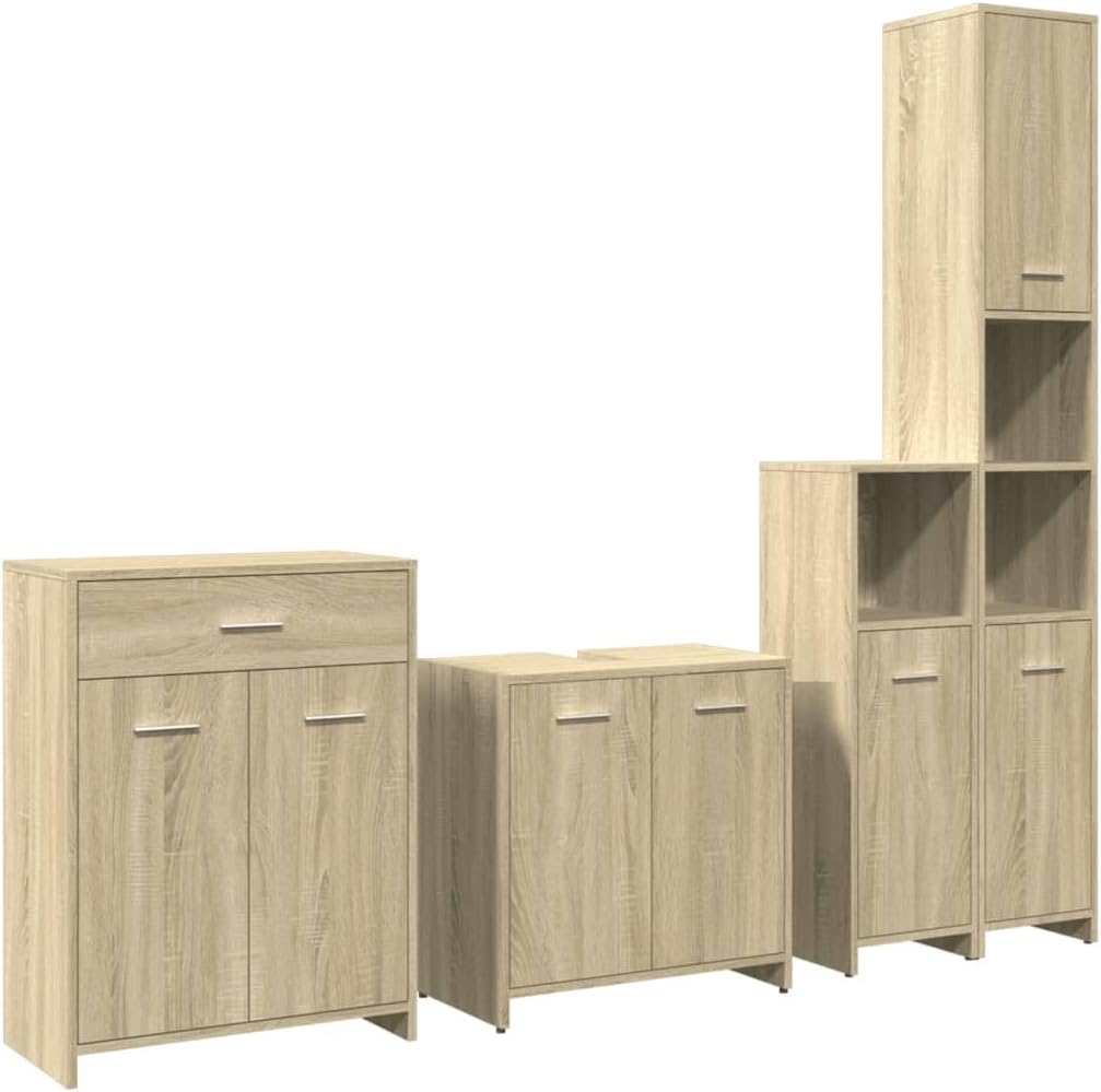 Ensemble de meubles de salle de bain 4 pcs chêne sonoma