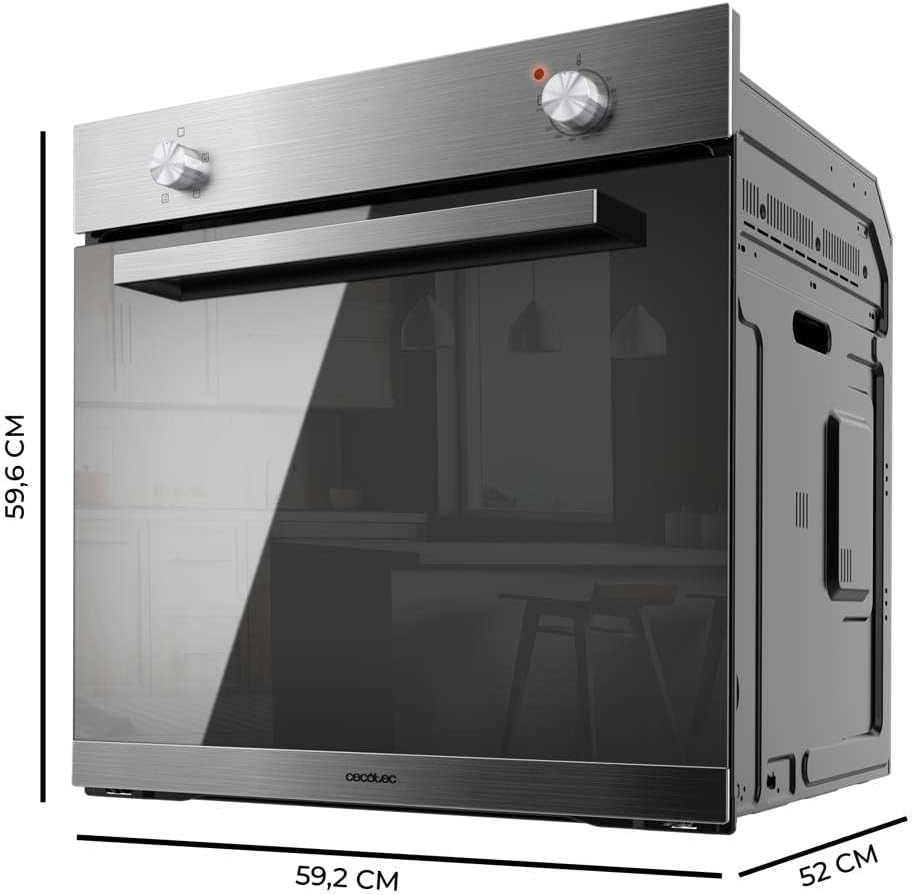 Cecotec Four encastrable Bolero Hexa C126000 Mirror A. 2800 W, capacité de 77 L, 4 fonctions, Steam Assist, Steam EasyClean, Cooling Fan, Triple Vitrage, Classe Énergétique A, Lumière intérieure.