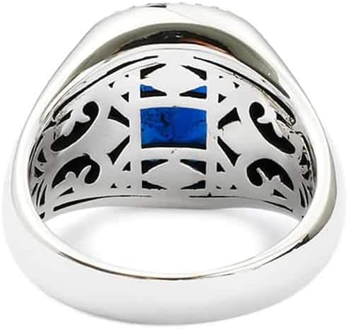 Chevalière Argent Homme Bleu Saphir Cavalier D'enfer