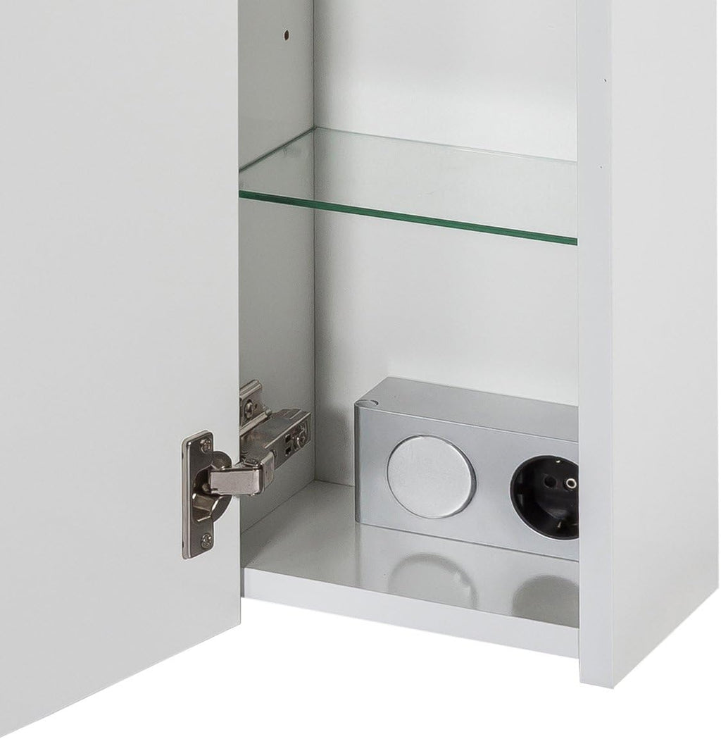 Schildmeyer 125353 Armoire De Toilette avec Miroir, Matériau Dérivé du Bois, Blanc, 80 x 75 x 16 cm