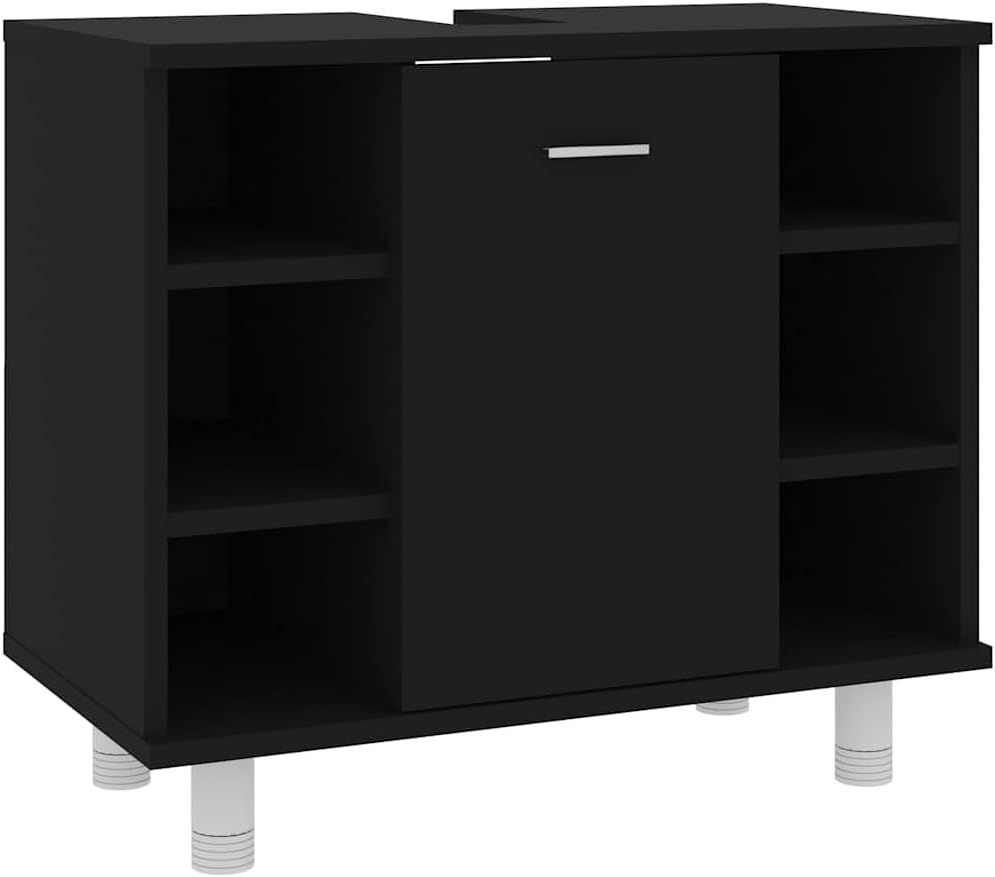 LLEZKBR Ensemble de meubles de salle de bain - Meuble de salle de bain - Noir - 60 x 32 x 53,5 cm - Bois d'ingénierie