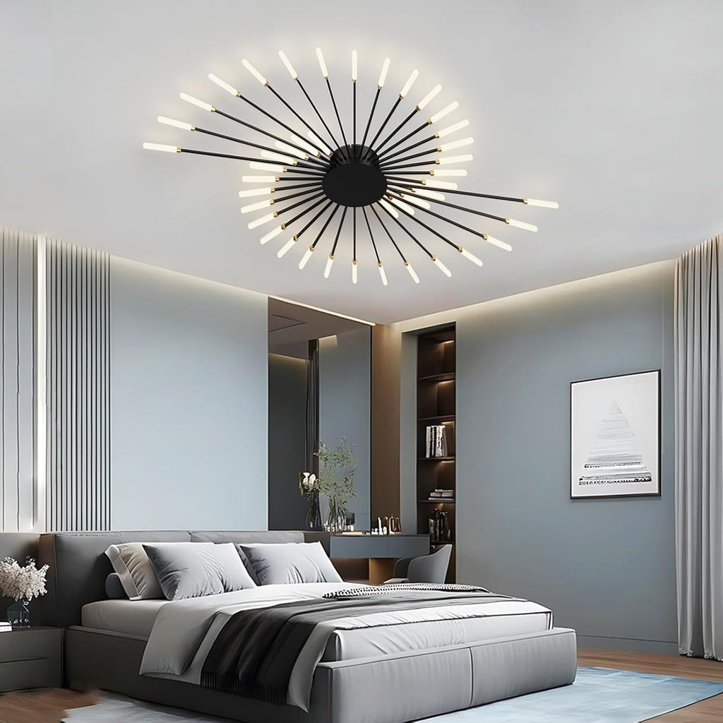 RRBEST Plafonnier LED Moderne Pour Salon,Acrylique Luminaire Plafonnier,Intérieur Design lampes de décoration pour salon chambre à coucher et salle à manger Noir,42 Tête