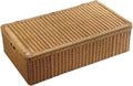 Panier Rangement avec Couvercles Boîtes de rangement en rotin imitation tricoté, organiseur vêtements et couettes avec couvercle, panier plat for le sous lit(75cm)