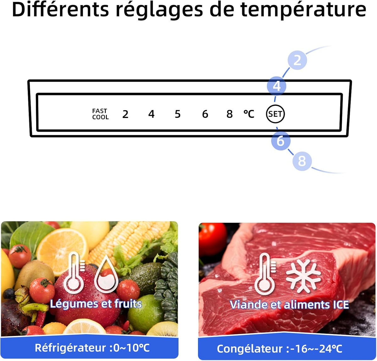 CHIQ Réfrigérateur congélateur bas FBM260L 262L (187+75), Low frost, Acier inoxydable, Portes réversibles, 39 db, 12 ans de garantie sur le compresseur