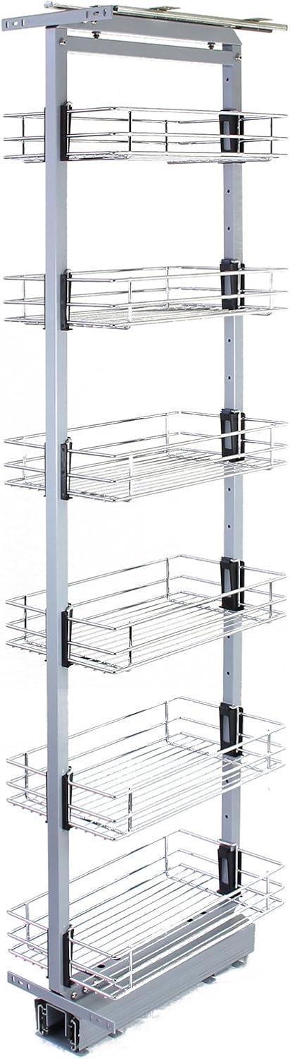 Garde-Manger Coulissant de Cuisine 190-220 cm Hauteur en Acier Inoxydable - Armoire espace restreinct - Optimalisation Rangement