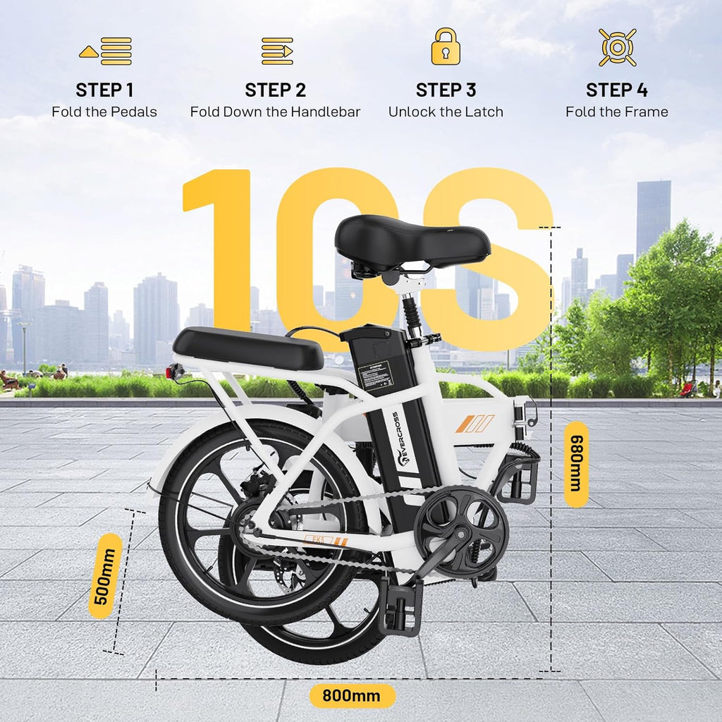EVERCROSS Vélo Electrique pour Adultes, 16''/20" Vélo Electrique à Gros Pneus, 250W E Bike,Jusqu'à 25KM/H, 36V/48V Batterie Amovible, Vélo Tout-Terrain Electrique pour la Neige de Montagne