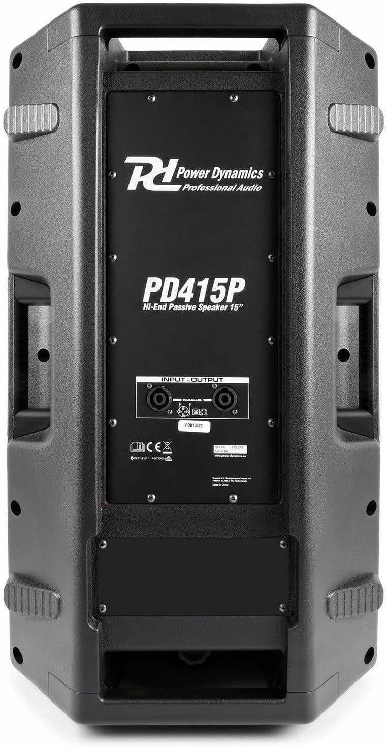 Power Dynamics PD415P - Enceinte Passive, Puissance de 1400 Watts, 2 Voies, 15 Pouces, Tophat, Idéal pour Les DJ Mobiles