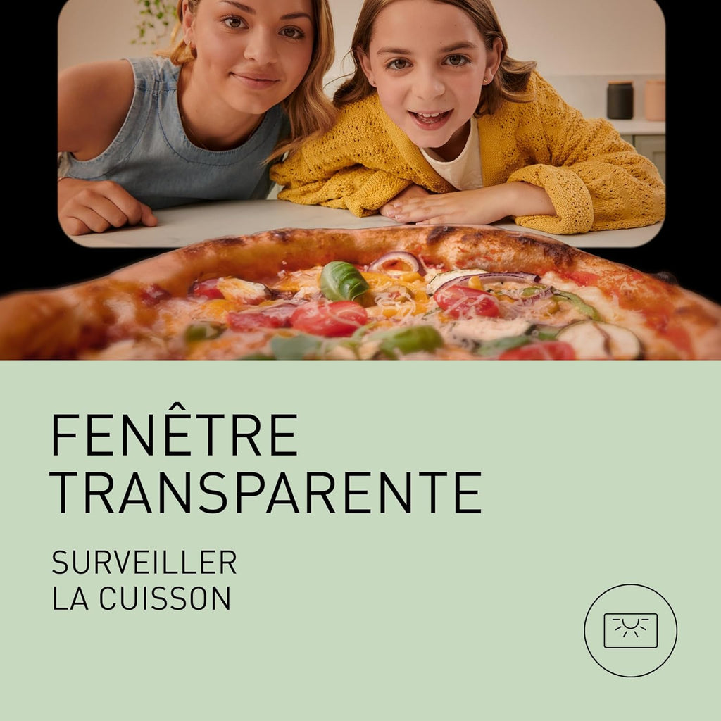 Panasonic NF-BC1000 Friteuse à Air Flexible avec Fenêtre, XL Panier Flexible, Séparateur Amovible, 9,6L, 30°-230C, Vapeur Douce, 8 Préréglages, Nettoyage Facile, Noir