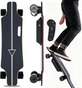 menglanchang Longboard éLectrique avec TéLéCommande:Vitesse Maximale 20/25Km/H,Autonomie 8/15/22/30km,4 Vitesses,Roues Absorbant Chocs Et PoignéE Transport,Skateboard éLectrique pour Campus,Ville 8km