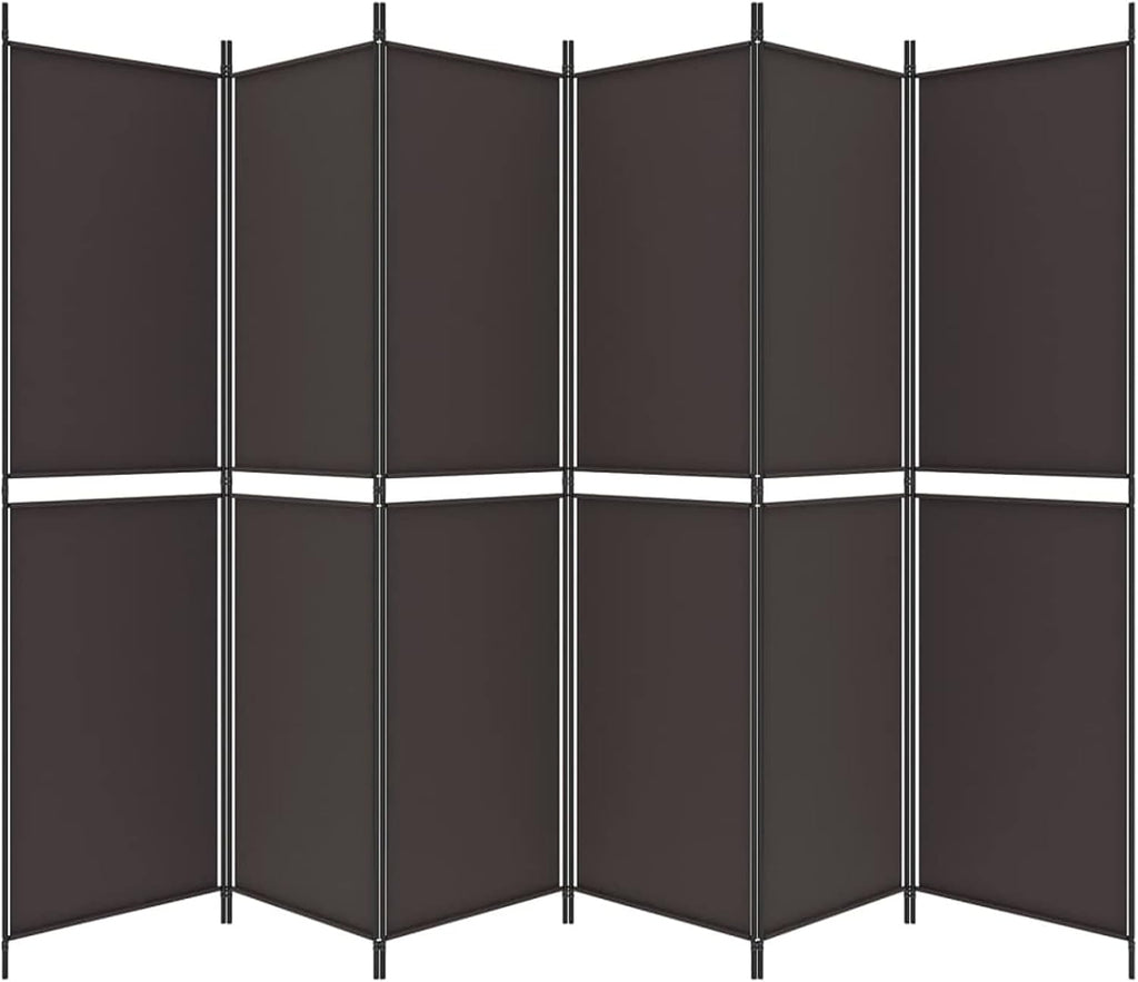 Paravent 6 panneaux marron 300 x 200 cm pour intérieur ou extérieur avec pieds - Cloison polyvalente pour bureau, salon, chambre à coucher - Design élégant en tissu
