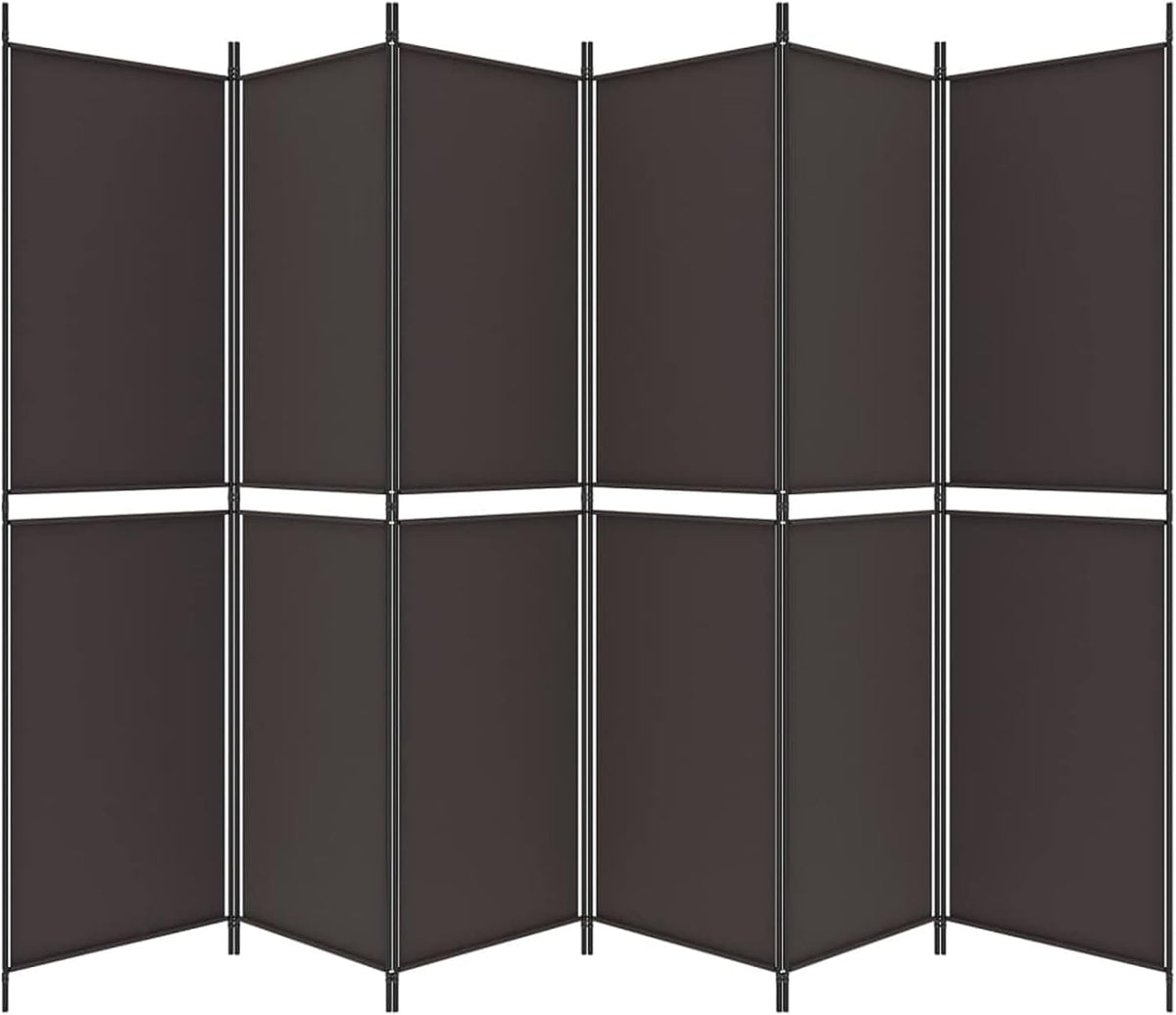 Paravent 6 panneaux marron 300 x 200 cm pour intérieur ou extérieur avec pieds - Cloison polyvalente pour bureau, salon, chambre à coucher - Design élégant en tissu