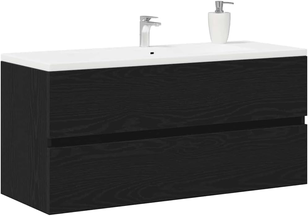 BOWEKAM Meubles, ensembles de meubles, ensembles de meubles de salle de bain, évier en chêne noir, 100 x 38,5 x 45 cm, bois d'ingénierie