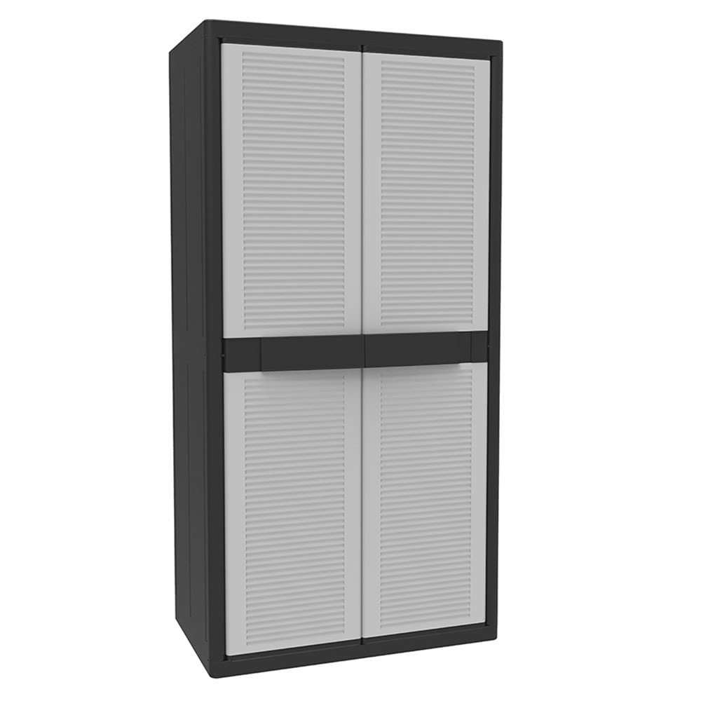 Terry - Jumbo Cab 3900 Qblack, Armoire à 2 portes, Séparation Verticale et 4 Étagères, pour Intérieur et Extérieur Couvert, 89,7x53,7x180 cm