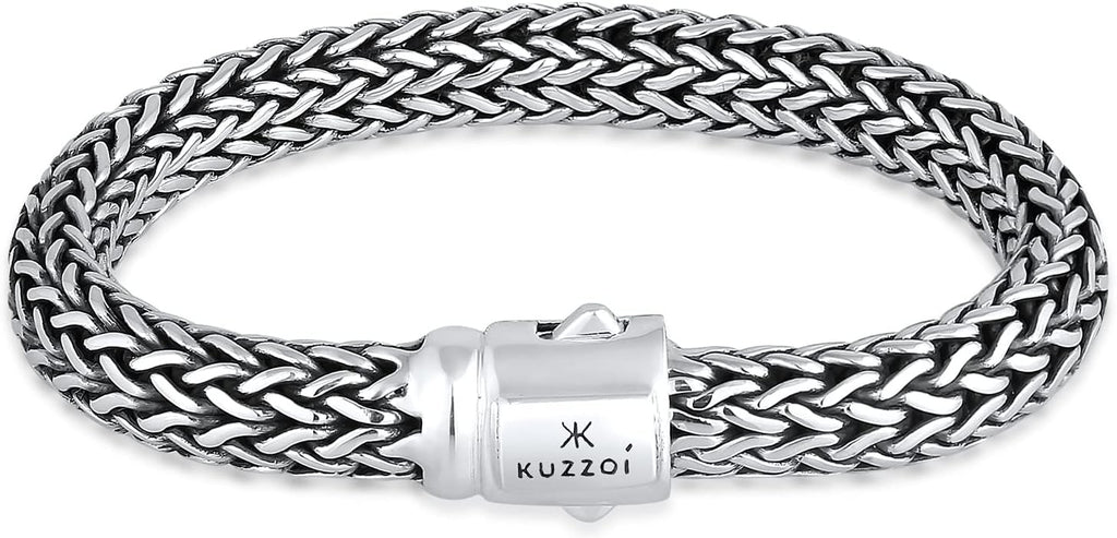 Bracelet Kuzzoi en argent - Fait à la main - Pour hommes - Avec gravure Kuzzoi - 10 mm de large - 66 g - 335204