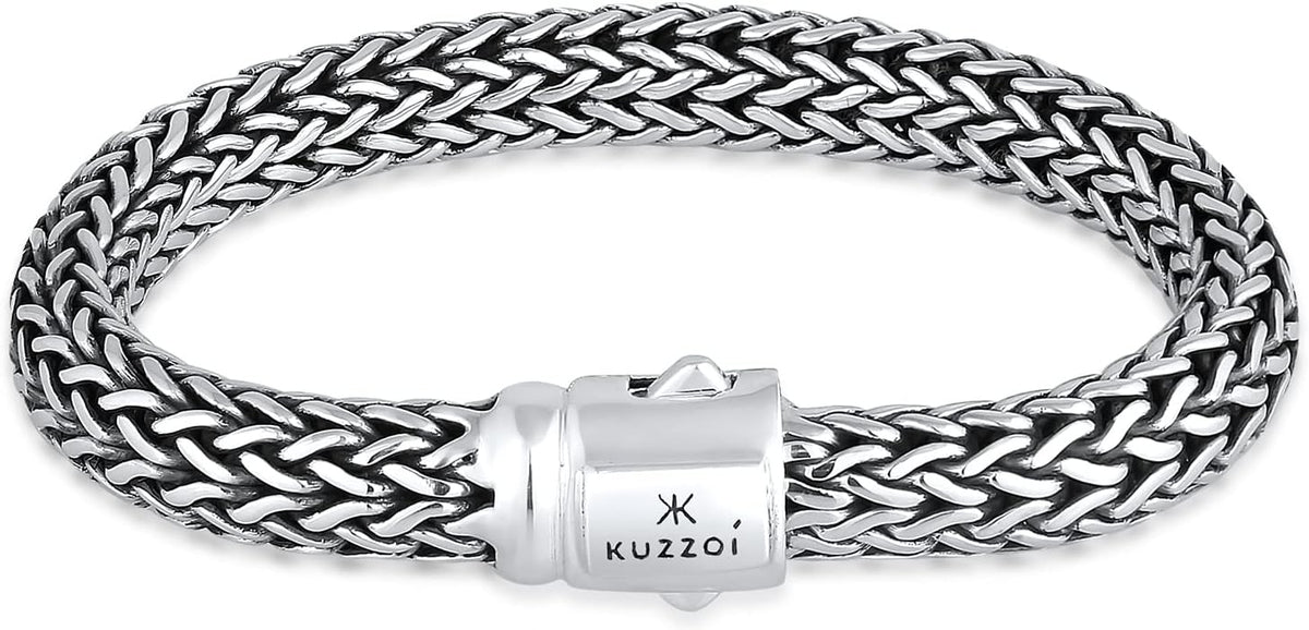 Bracelet Kuzzoi en argent - Fait à la main - Pour hommes - Avec gravure Kuzzoi - 10 mm de large - 66 g - 335204
