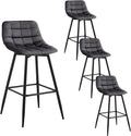 WOLTU 4 X Tabouret de Bar Bistro Chaise de Bar Assise rembourrée en Velours avec Pieds et Repose-Pieds en métal,Gris Foncé BH143dgr-4