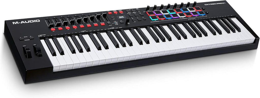 M-AUDIO Oxygen Pro 61 – Clavier maître USB-MIDI 61 touches avec pads, potentiomètres, boutons et faders assignables MIDI et pack de logiciels inclus