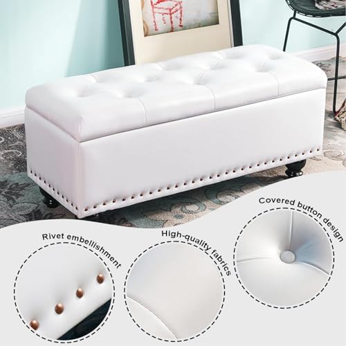 Banc de rangement rembourré pour chambre à coucher et entrée - Grande capacité - Avec siège élégant - Ottomane de rangement pour bout de lit - Meuble multifonction pour décoration d'intérieur