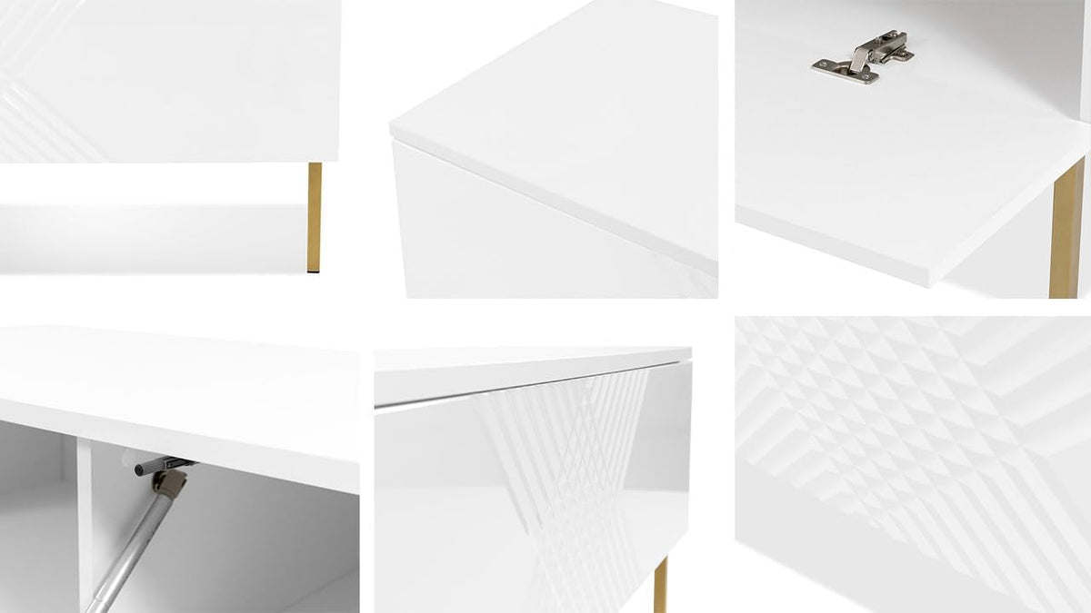 Table de chevet Elarate 50 avec tiroir, armoire de nuit, console de nuit, table d'appoint, commode de chambre pour adulte, chambre à coucher (blancblanc brillant)