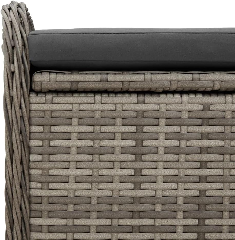 Canditree Banc de Rangement Extérieur avec Coussin, Coffre de Rangement en Résine Tressée pour Jardin Patio, 115 cm (Gris)