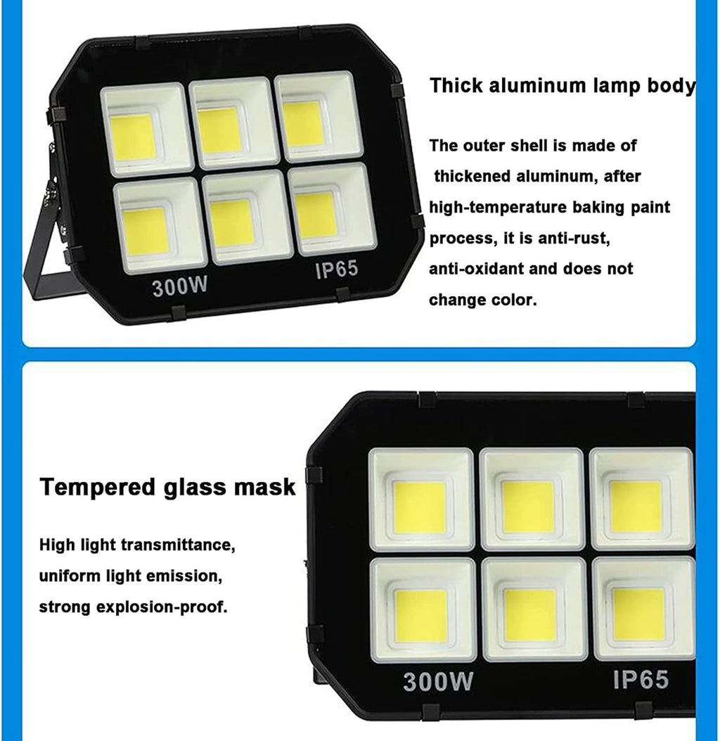 Projecteur LED 50W-600W, Lampes de Sécurité Extérieures Étanches IP65, Lumière Blanche et Lumière Chaude, Idéales pour Terrain de Sport, Garage, Jardin et Cour Arrière Warm Light,600w