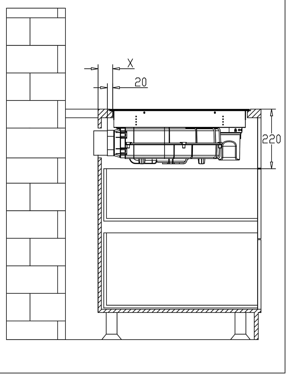 Respekta Calima Table de cuisson à induction avec hotte aspirante / 83 cm/Recyclage d'air semi-dirigé / 9 niveaux de puissance/Fonction Bridgezone et Booster/Sécurité enfants / KMCH7800I-45