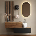 Planetmöbel Lot de 2 vestiaires de couloir 100 cm Chêne doré Anthracite Panneau mural 50 cm Chêne doré/anthracite Miroir 50 cm
