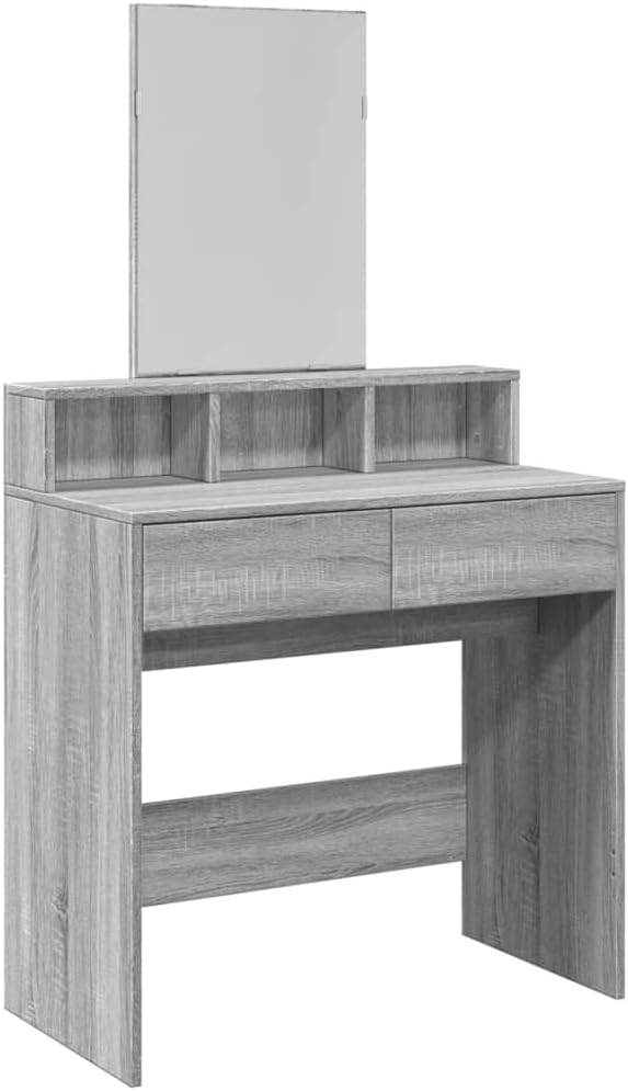 AJJHUUKI Coiffeuse avec miroir Gris Sonoma 80 x 41 x 144,5 cm - Meubles, armoires et rangement, coiffeuses pour chambre à coucher