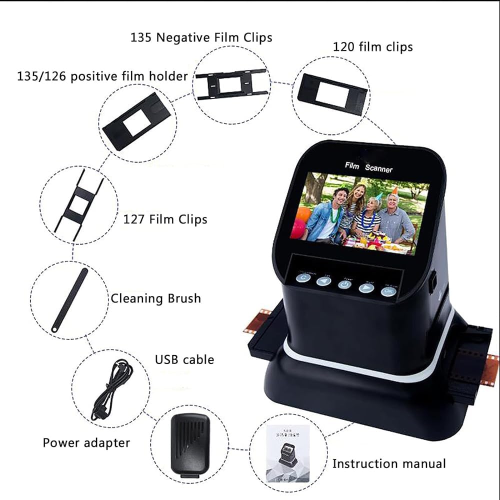 XCSCUK Scanners de Films Portables, scanners de négatifs et de Diapositives, Scanner de Films Haute résolution 120, convertisseur de Film 4,3 Pouces