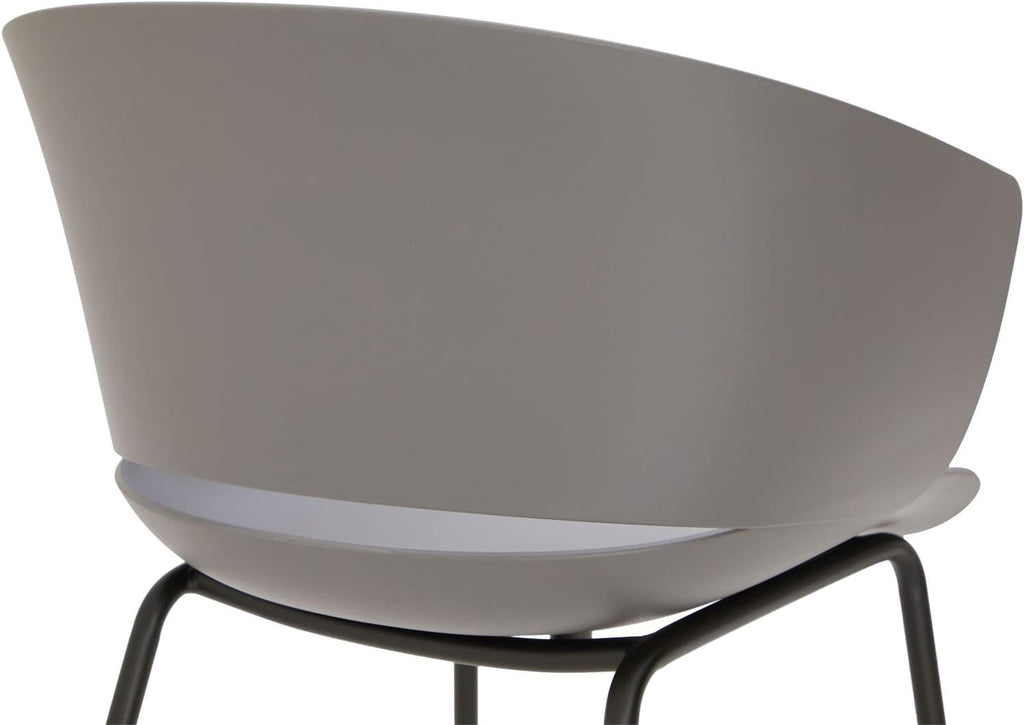 IDIMEX Lot de 4 chaises de Jardin NIVEL Fauteuil d'extérieur en Plastique Gris résistant aux UV et Pieds en métal Noir