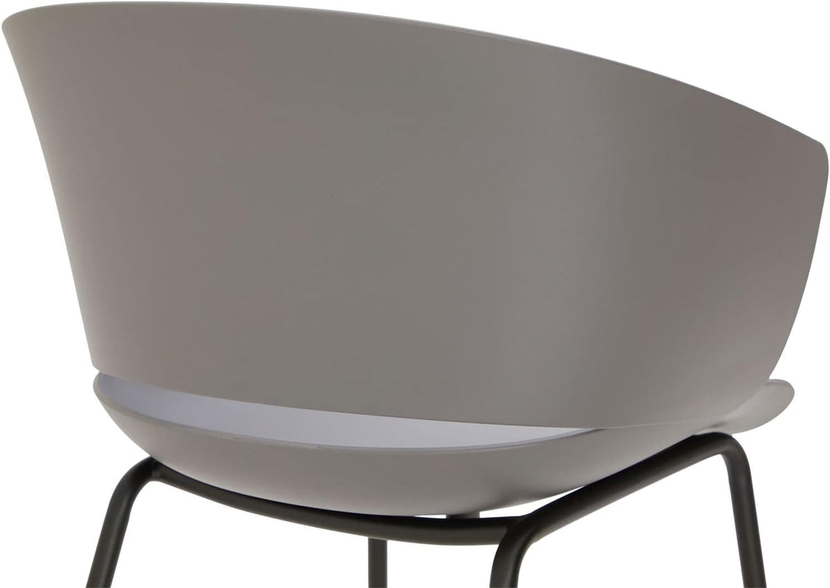 IDIMEX Lot de 4 chaises de Jardin NIVEL Fauteuil d'extérieur en Plastique Gris résistant aux UV et Pieds en métal Noir