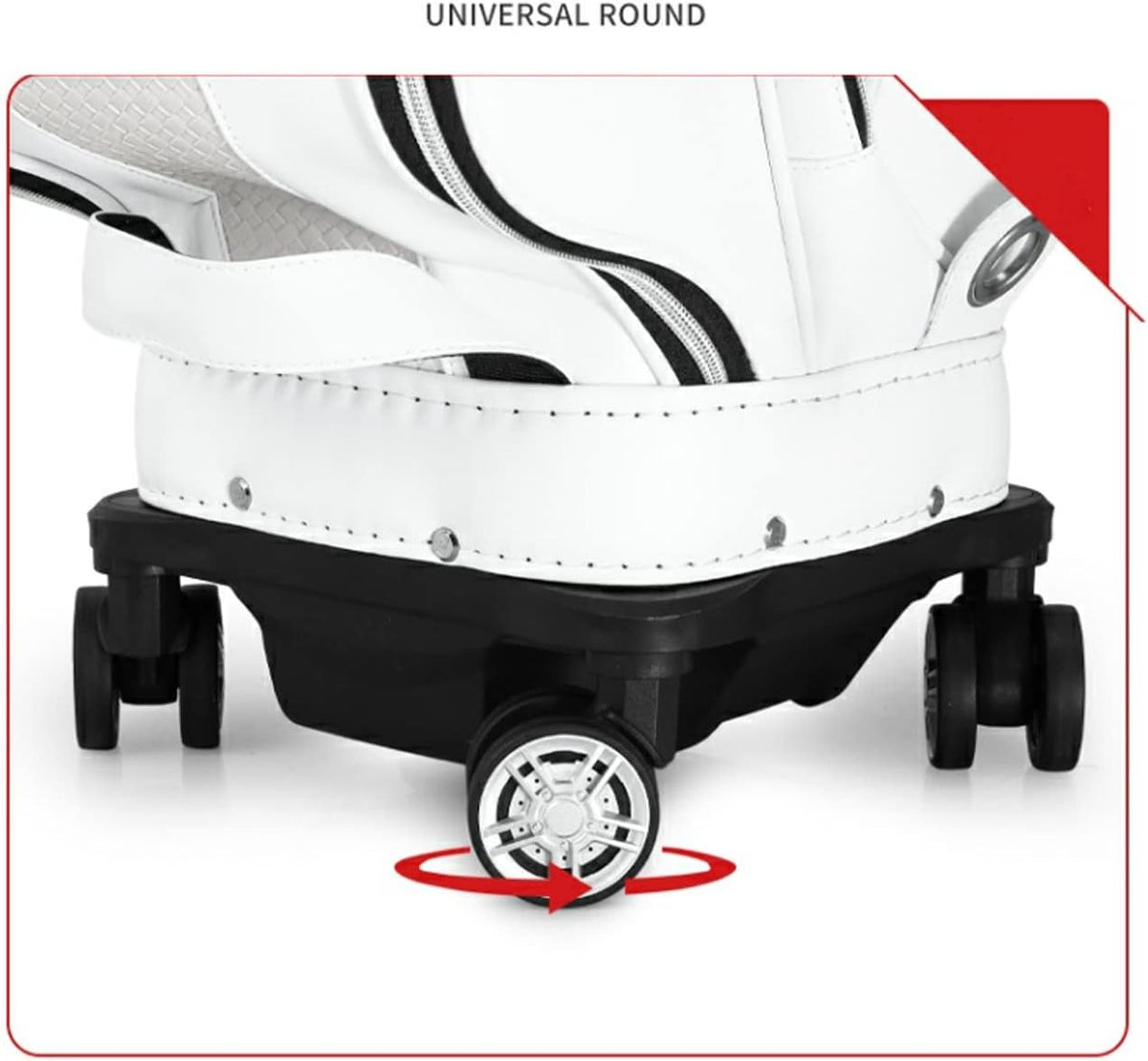 Sac deProfessionnel en Plein air avec 4 Roues, Sac Chariot Cuir Haut Gamme, Support Portable for Hommes et Femmes White