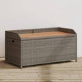 LAPOOH Banc de rangement pour jardin gris, 100 x 50 x 52 cm, polyrotin Acacia, banc d'extérieur avec conteneur