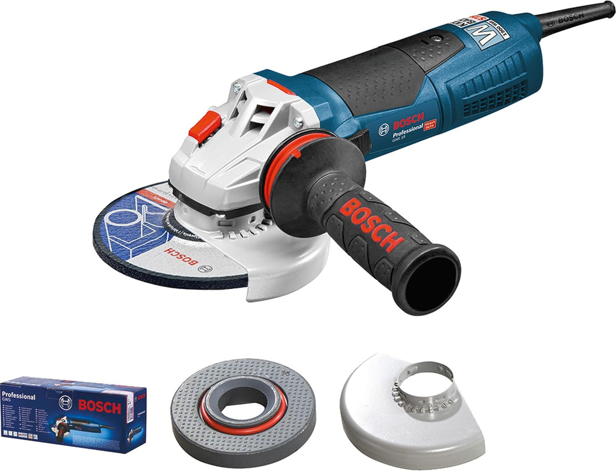 Bosch Professional meuleuse angulaire GWS 19-125 CIE (avec flasque de serrage, capot de protection, écrou de serrage, poignée auxiliaire, clé à ergots)