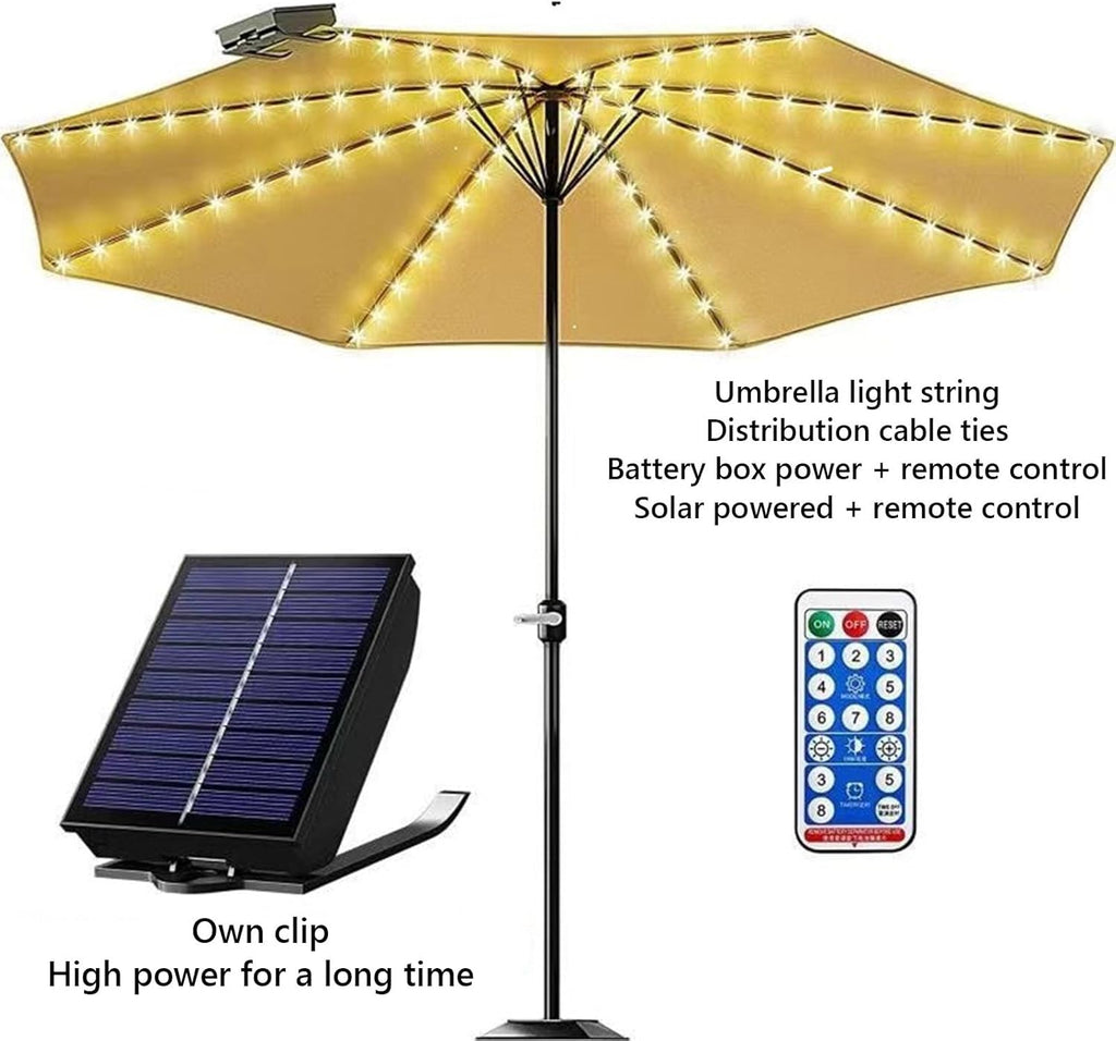 Télécommande solaire parapluie lumière 104 lumières en plein air Camping tente chaîne lumière Parasol lumière décorative/1335