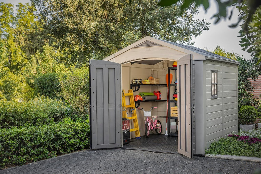 KETER Abri de jardin FACTOR 88 - 6,3m2 257 x 255 x 243 cm beige et marron K209875