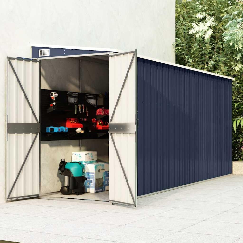 vidaXL Abri de Jardin Mural Abri de Rangement d'Outils Rangement d'Equipement de Jardin Extérieur Cour Anthracite 118x382x178 cm Acier