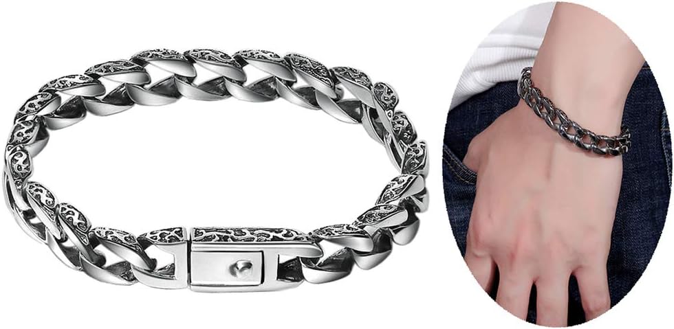 ZEDARO Chaîne de Bracelet pour Homme en Argent Sterling 925 Robuste, Bijoux Hip-hop Bracelet Cadeau pour Petit ami dominateur