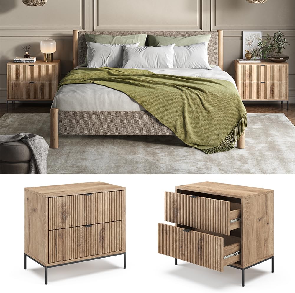 Vicco Table de Chevet Eliza, Chêne Viking, Lot de 2